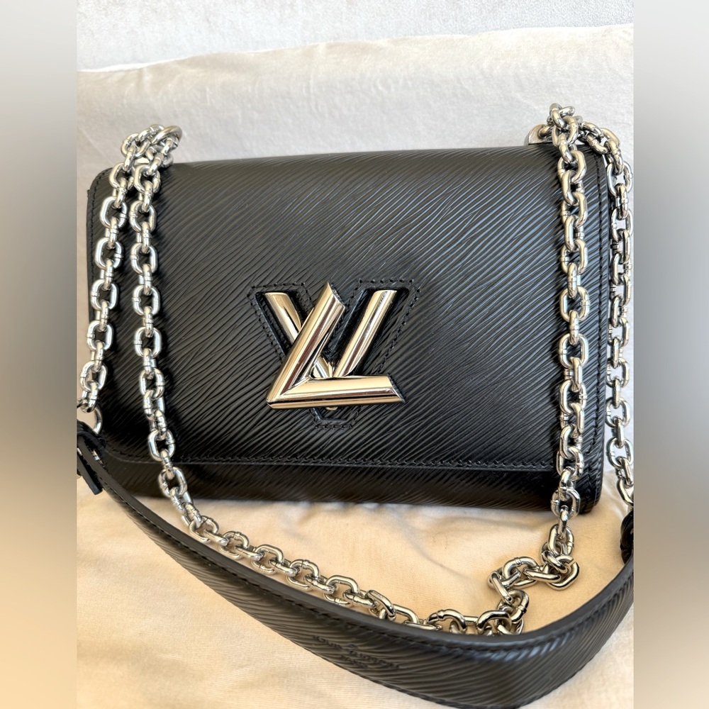 Louis Vuitton Black COOY- Epi Leather Chain Crossbody with Silver Hardware
